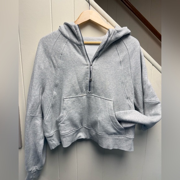 Lululemon Quarter Zip Heather Grey Scuba Hoodie Size M/L - Picture 2 of 5